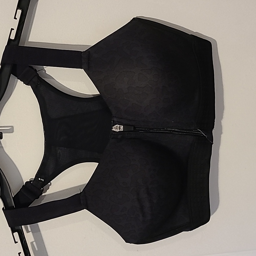 Layer 8 Black Leopard Print Zipper Front Sports Bra